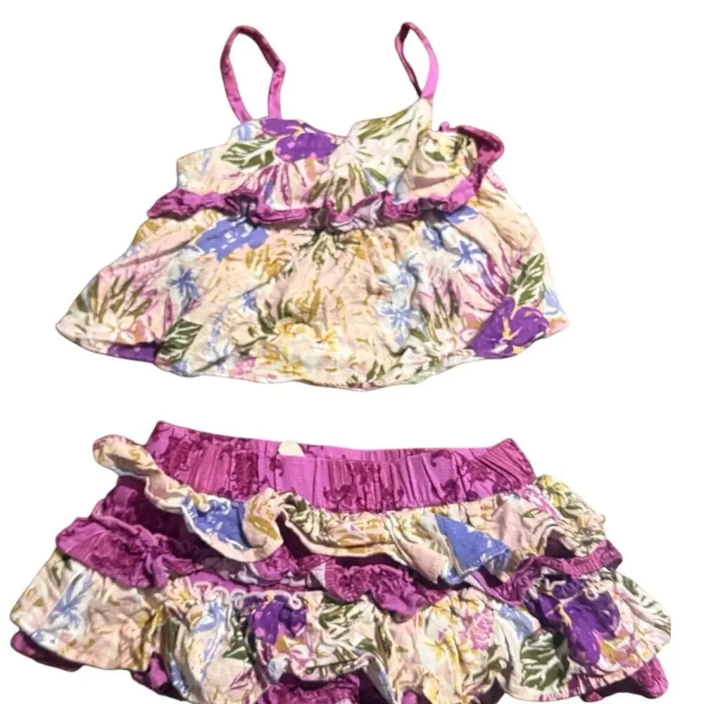 Matilda Jane Enchanted Garden Hibiscus Tank Bloomer Set Sz 2 Tropical Floral